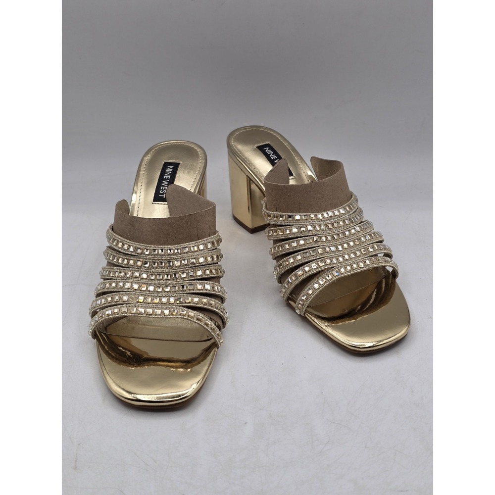 Nine West Women's Frisky Heeled Sandal - Gold -‎ Size 6.5M -